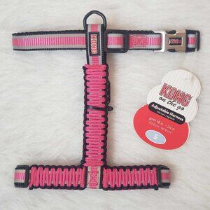 NEW! Small KONG *On the Go* Pink Black Adjustable Braided Reflective Dog Harness